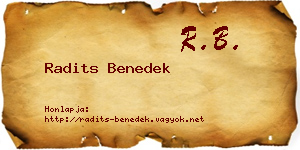 Radits Benedek névjegykártya
